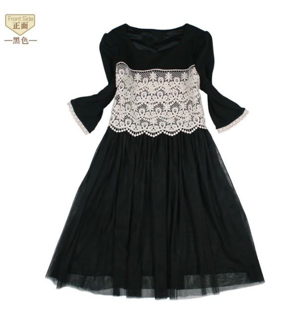 Black color dress with white color lace - Click Image to Close